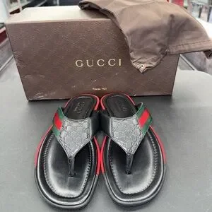 Gucci | Shoes | 0 Authentic Gucci Black And Red Leather Flip 